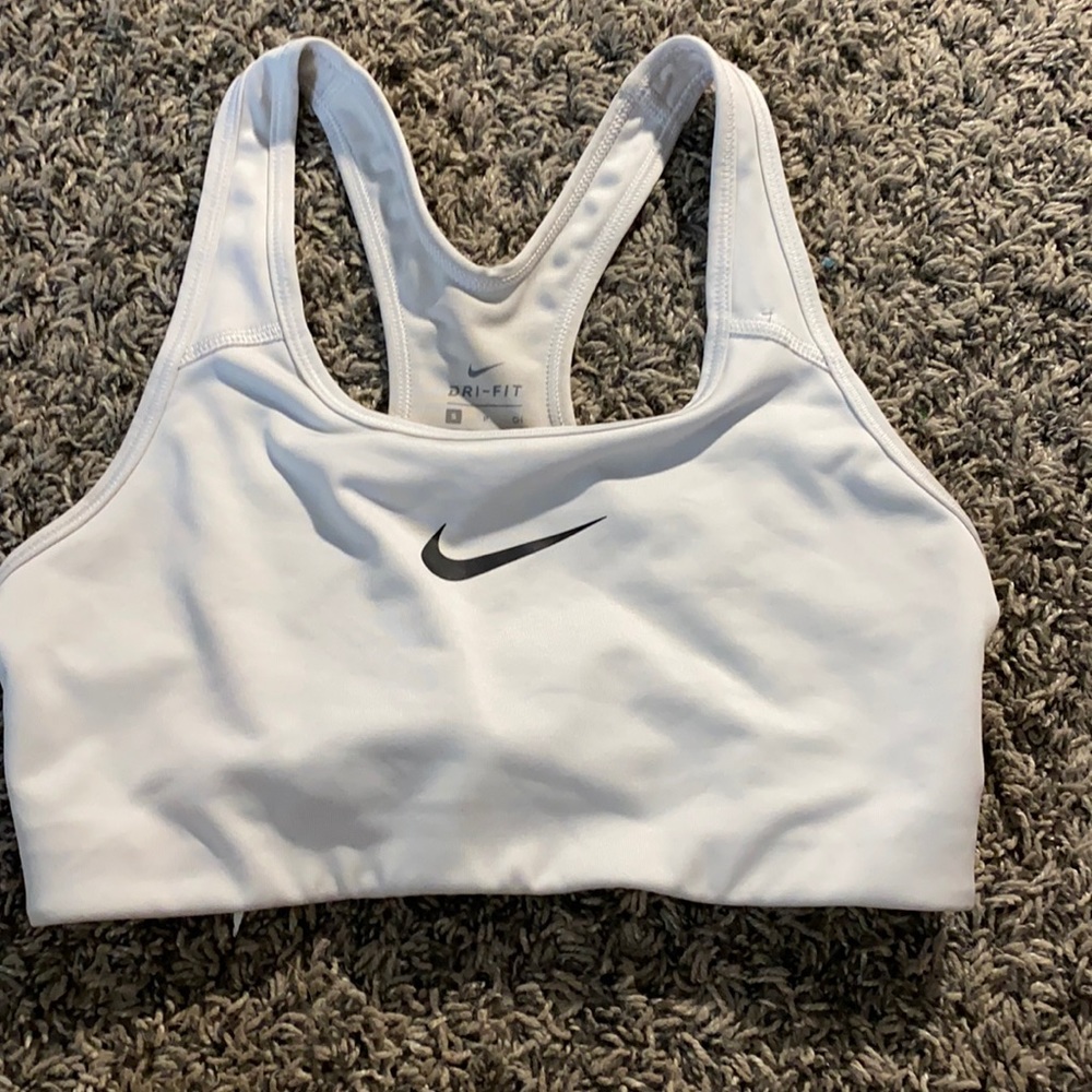 white nike sports bra. small
